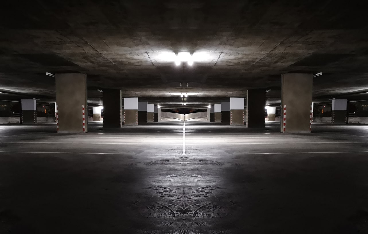 Los Angeles parking garage with lighting