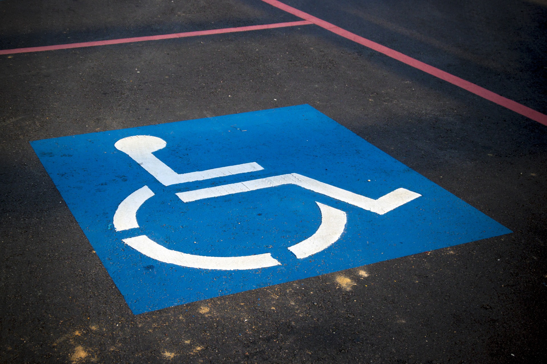 Close up of a handicapped parking space incorporating the International Symbol of Access